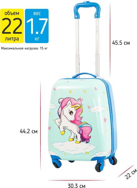 Изображение товара Чемодан на колесах Supra STS-1005-B (Turquoise Unicorn)