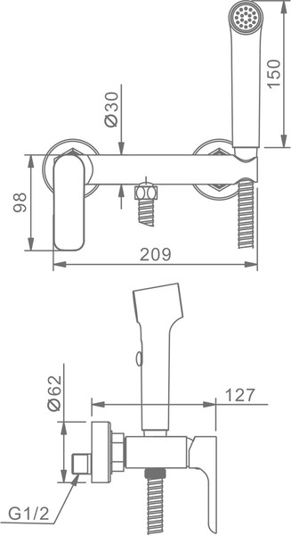 Изображение товара Гигиенический душ со смесителем Raglo R03.51.09