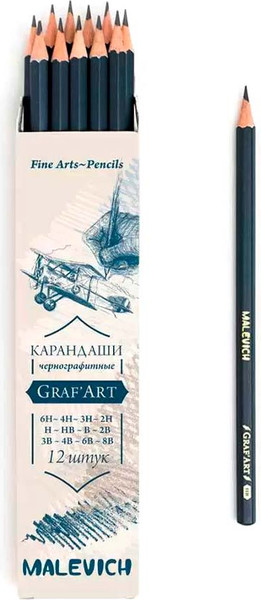 Изображение товара Набор простых карандашей Малевичъ GrafArt / 197905 (12шт)