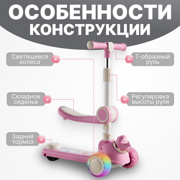 Изображение товара Самокат детский Ricos Wave JSCW108 (белый/розовый)