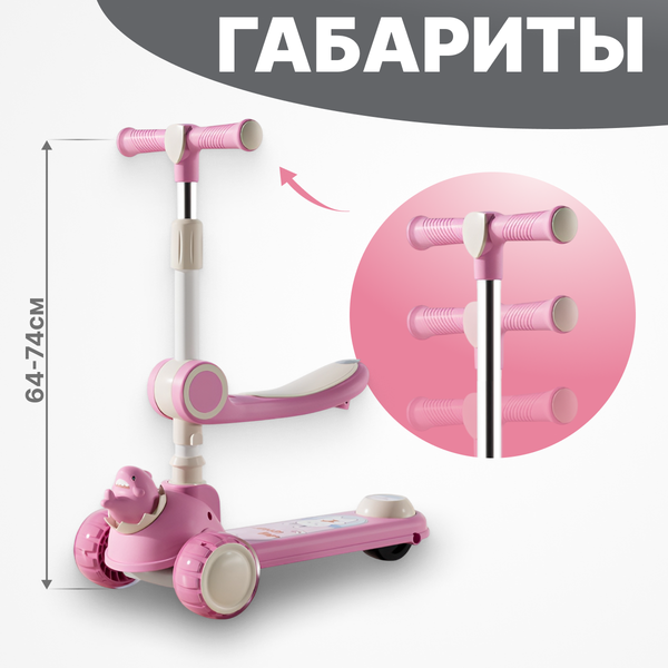 Изображение товара Самокат детский Ricos Wave JSCW108 (белый/розовый)