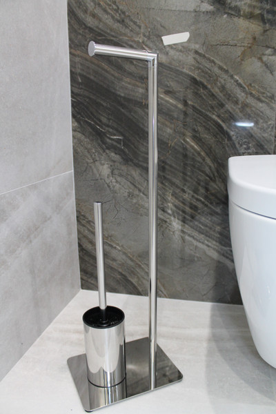 Изображение товара Стойка для туалетной бумаги с ершиком Caspian 90039 (хром)