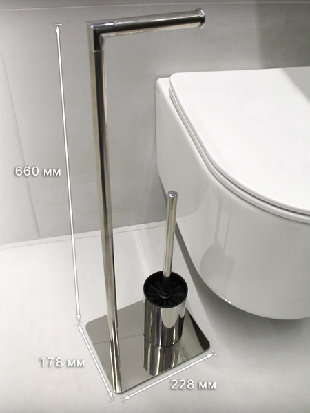 Изображение товара Стойка для туалетной бумаги с ершиком Caspian 90039 (хром)