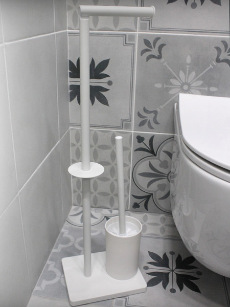 Изображение товара Стойка для туалетной бумаги с ершиком Caspian 90038 (белый)