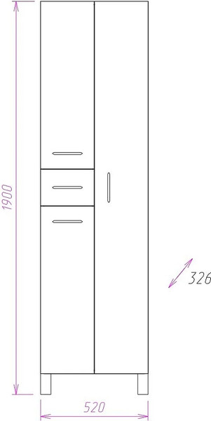 Изображение товара Шкаф-пенал для ванной Onika Модерн 52.17 R с корзиной (405209)
