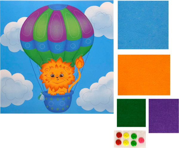 Изображение товара Набор для творчества Каляка-Маляка Аппликация из фетра. Львенок на воздушном шаре / АФПКМ-ЖА