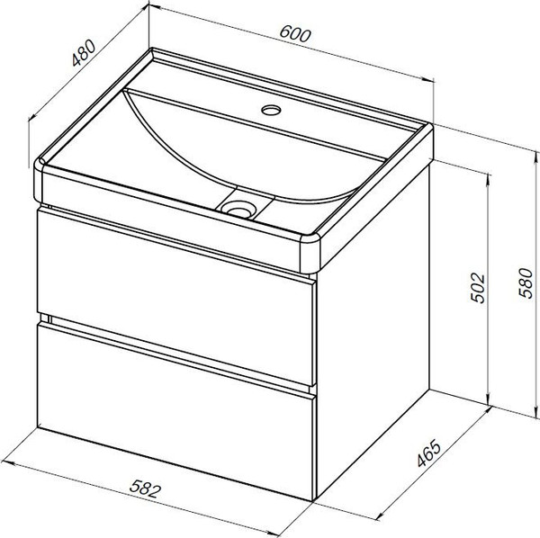 Изображение товара Тумба под умывальник Aquanet Вега 2.0 60 / 337953 (черный)