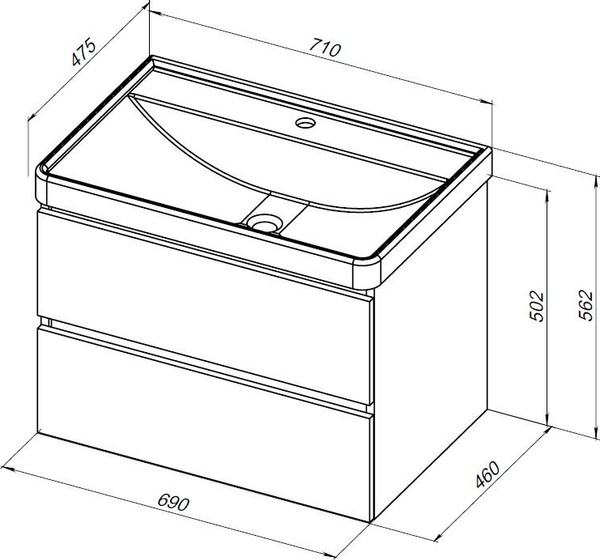 Изображение товара Тумба под умывальник Aquanet Вега 2.0 70 / 337960 (мисти грин)