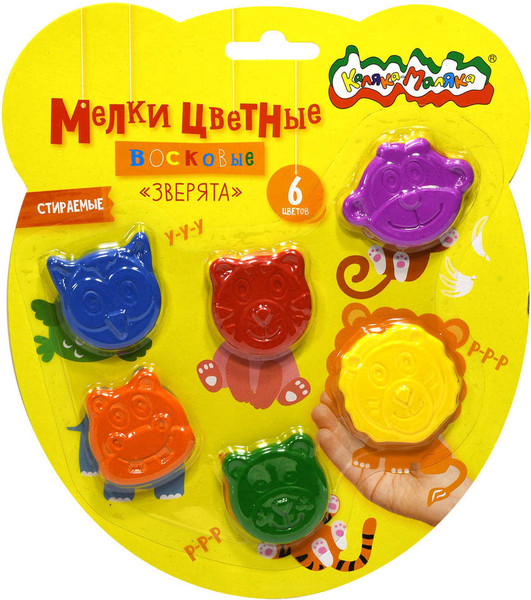 Изображение товара Восковые мелки Каляка-Маляка Зверята КВЗП6 (6цв)