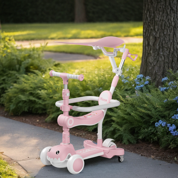 Изображение товара Самокат детский Ricos T-Rex JSCML603B (белый/розовый)