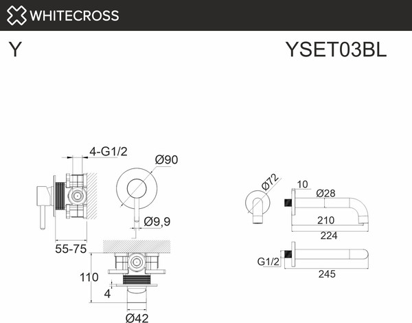 Изображение товара Смеситель Whitecross YSET03GLB (брашированное золото)