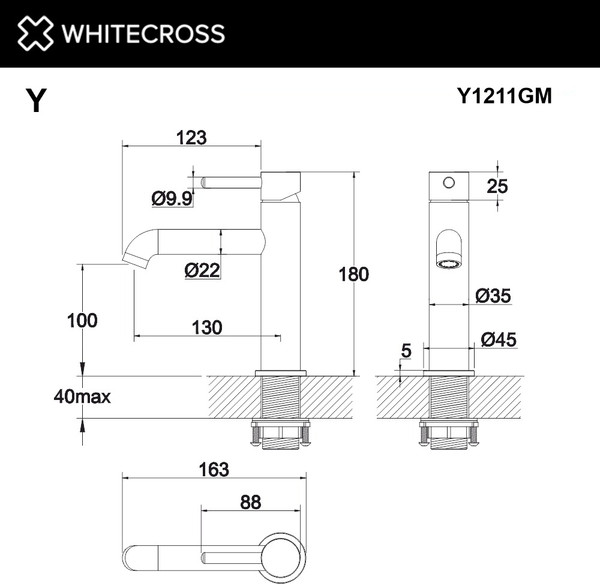Изображение товара Смеситель Whitecross Y1211GM (оружейная сталь)