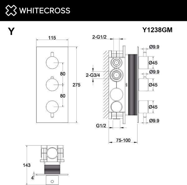 Изображение товара Смеситель Whitecross Y1238GM (оружейная сталь)