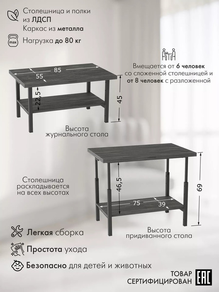 Изображение товара Стол-трансформер Калифорния мебель Мидж (интра)