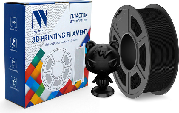 Изображение товара Пластик для 3D-печати NV Print NV-3D-TPU-SILK-BLACK (1.75мм, 1кг, черный)