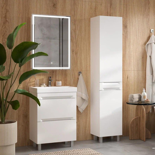 Изображение товара Шкаф-пенал для ванной EQUIL Corner 40 (напольный, с корзиной)