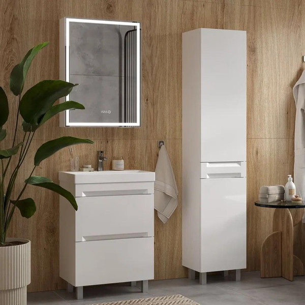 Изображение товара Шкаф с зеркалом для ванной EQUIL Corner LED 60 (с часами, правый)