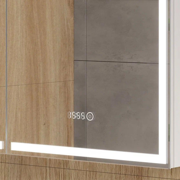 Изображение товара Шкаф с зеркалом для ванной EQUIL Corner LED 70 (с часами)