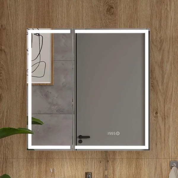 Изображение товара Шкаф с зеркалом для ванной EQUIL Corner LED 80 (с часами)