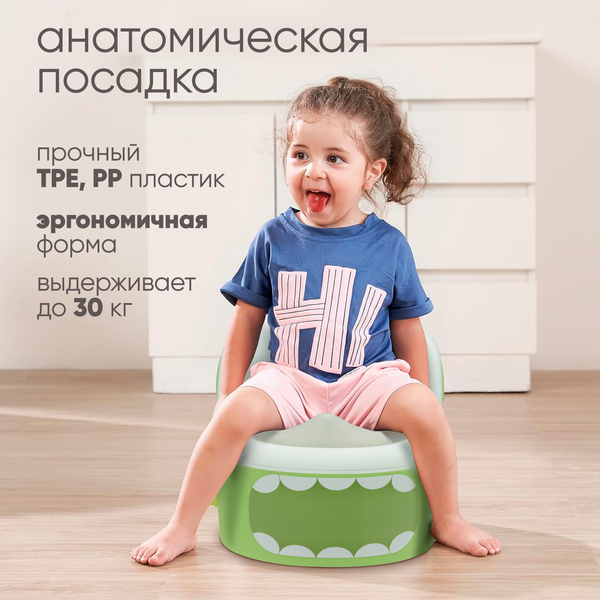 Изображение товара Детский горшок Solmax&Kids Акула / SM99506 (зеленый/белый)