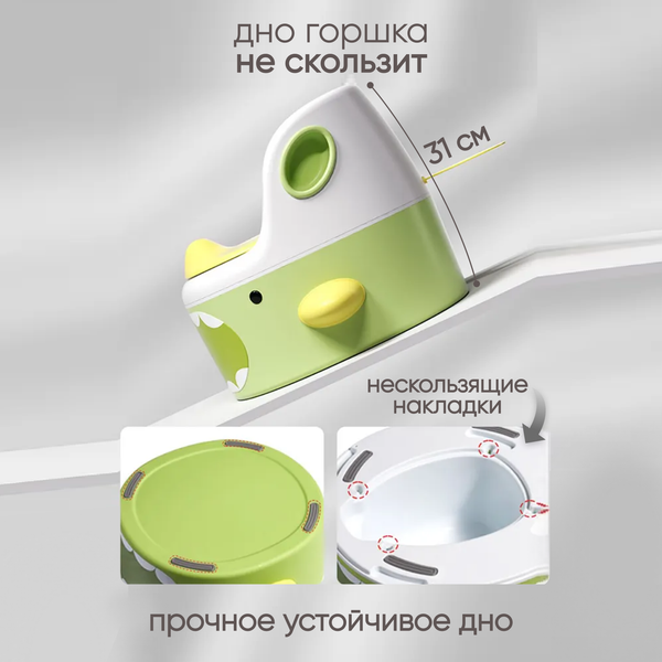 Изображение товара Детский горшок Solmax&Kids Акула / SM99506 (зеленый/белый)
