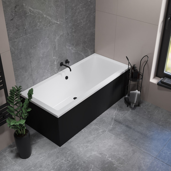 Изображение товара Ванна акриловая Lauter Oasis 180х80 / 21203080 (с ножками, лицевым черным и торцевым экраном)