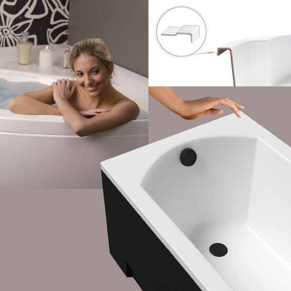 Изображение товара Ванна акриловая Lauter Amelia 160х70 / 21204060 (с ножками, лицевым черным и торцевым экраном)