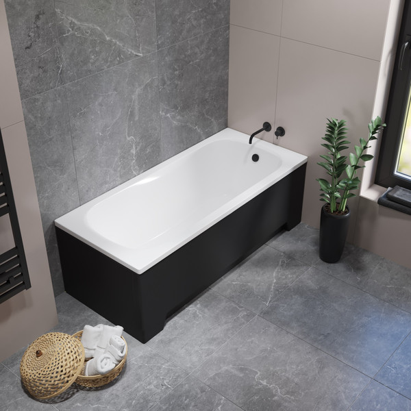 Изображение товара Ванна акриловая Lauter Sophia 150х70 / 21205150 (с ножками, лицевым черным и торцевым экраном)
