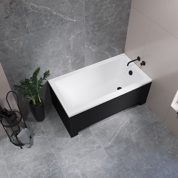 Изображение товара Ванна акриловая Lauter Estelle 120х70 / 21206020 (ножками, лицевым черным и торцевым экраном)