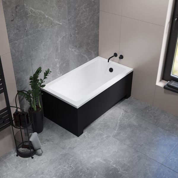 Изображение товара Ванна акриловая Lauter Estelle 120х70 / 21206020 (ножками, лицевым черным и торцевым экраном)