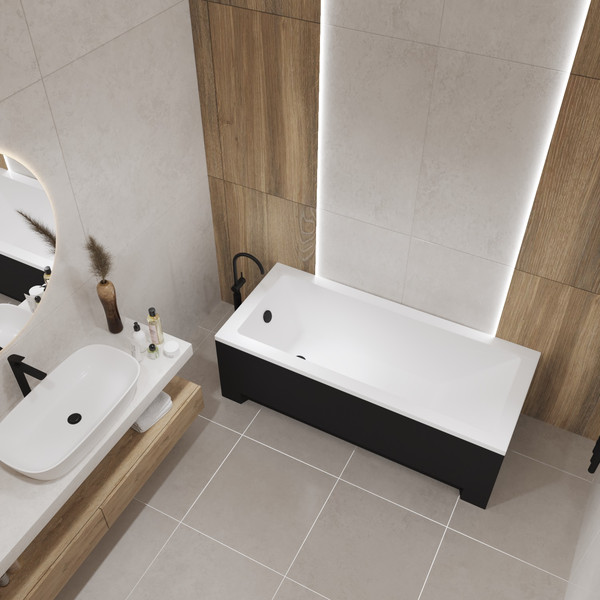 Изображение товара Ванна акриловая Lauter Estelle 150х70 / 21206050 (с ножками, лицевым черным и торцевым экраном)