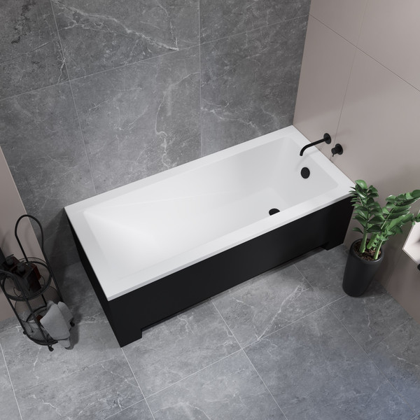 Изображение товара Ванна акриловая Lauter Estelle 180х80 / 21206080 (с ножками, лицевым черным и торцевым экраном)