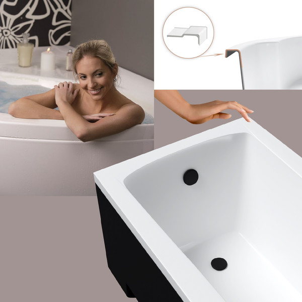 Изображение товара Ванна акриловая Lauter Bianca 160х70 / 21207160 (с ножками и лицевым черным экраном)