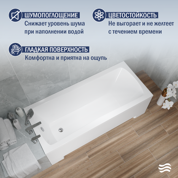 Изображение товара Ванна акриловая Lauter Bianca 160х70 / 21207160 (с ножками и лицевым экраном)