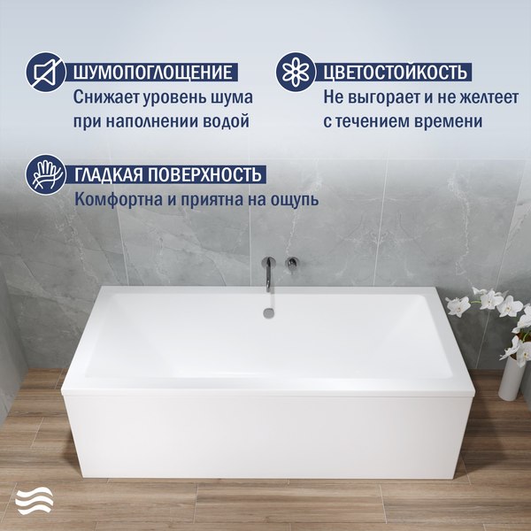 Изображение товара Ванна акриловая Lauter Oasis 155х70 / 21203055 (с ножками и лицевым экраном)