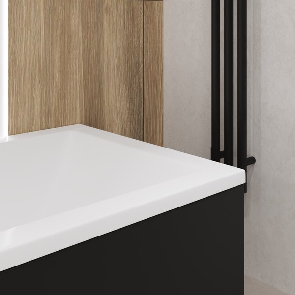 Изображение товара Ванна акриловая Lauter Oasis 155х70 / 21203055 (с ножками, лицевым черным и торцевым экраном)