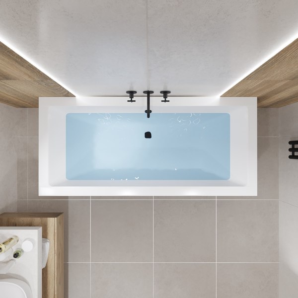 Изображение товара Ванна акриловая Lauter Oasis 155х70 / 21203055 (с ножками, лицевым черным и торцевым экраном)