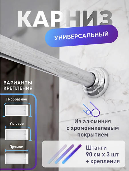 Изображение товара Карниз для ванны FORA 390KUAL (хром)