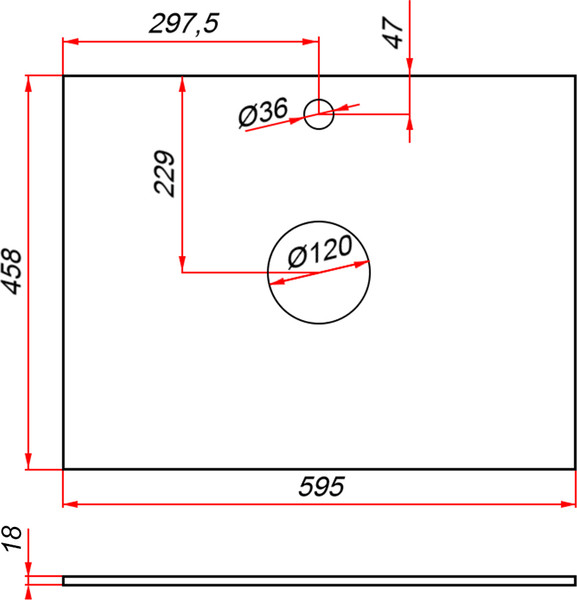 Изображение товара Столешница для тумбы в ванную ЗОВ CDSP18TS595458C2 (селия, 2 выреза)