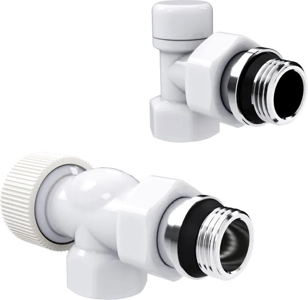 Изображение товара Комплект кранов для инженерного подключения Royal Thermo Design 1/2"М30x1.5 (осевой, белый)