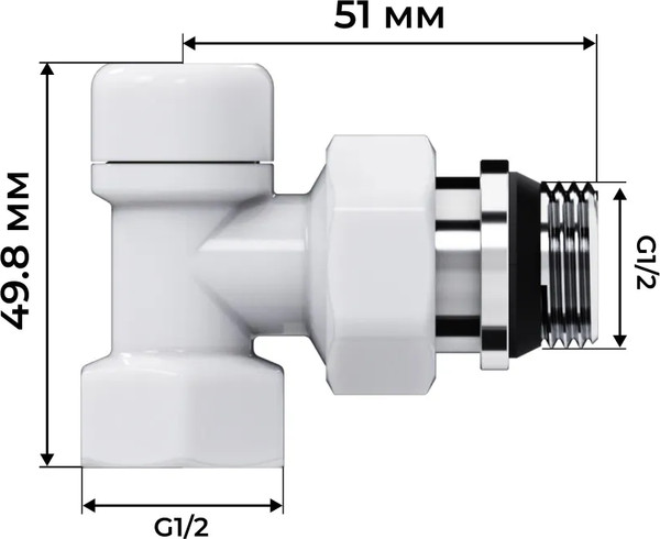 Изображение товара Комплект кранов для инженерного подключения Royal Thermo Design 1/2"М30x1.5 (осевой, белый)
