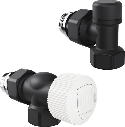 Изображение товара Комплект кранов для инженерного подключения Royal Thermo Design 1/2" М30x1.5 (осевой, черный)