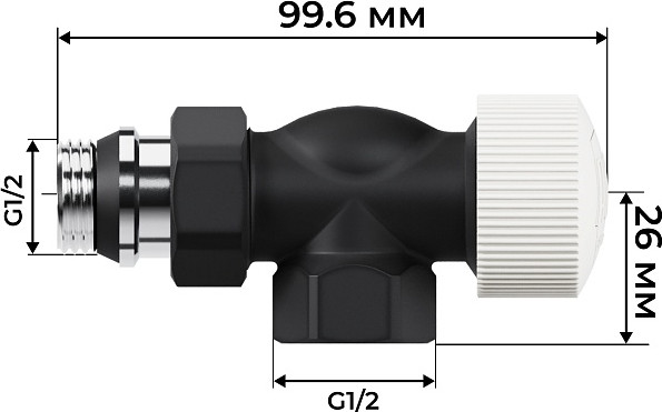 Изображение товара Комплект кранов для инженерного подключения Royal Thermo Design 1/2" М30x1.5 (осевой, черный)