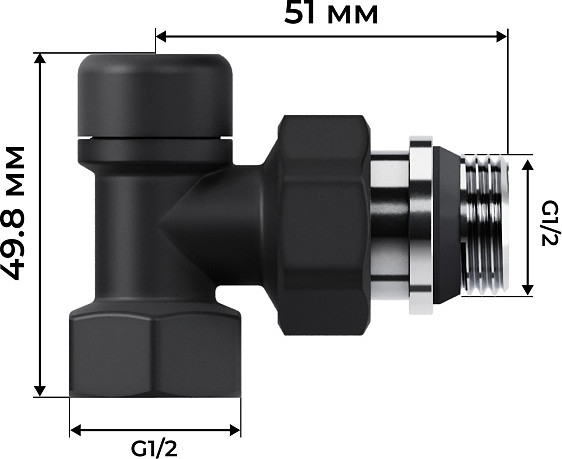Изображение товара Комплект кранов для инженерного подключения Royal Thermo Design 1/2" М30x1.5 (осевой, черный)