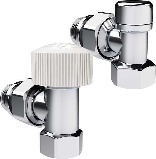 Изображение товара Комплект кранов для инженерного подключения Royal Thermo Design 1/2" М30x1.5 (угловой, хром)