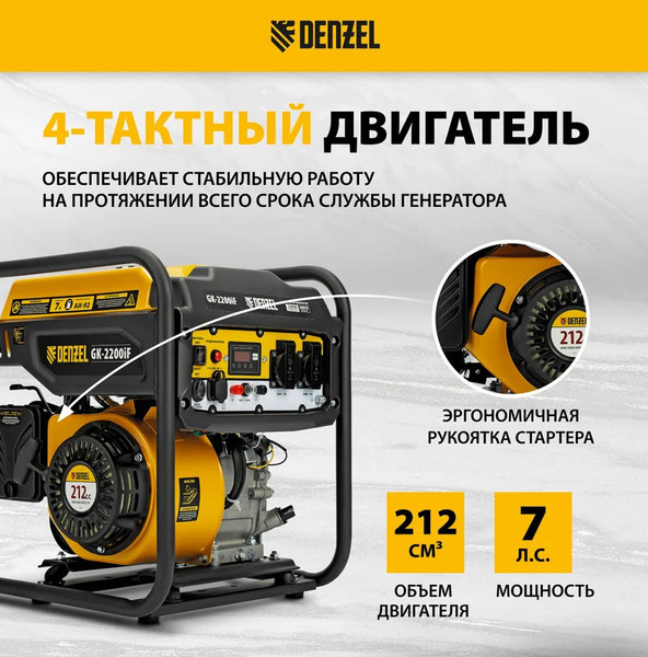 Изображение товара Инверторный генератор Denzel GK-2200iF / 94707