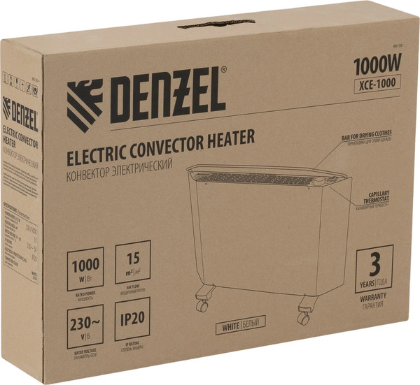 Изображение товара Конвектор Denzel XCE-1000 / 98130 (белый)
