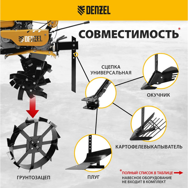 Изображение товара Мотоблок бензиновый Denzel DPT-170SB / 56451