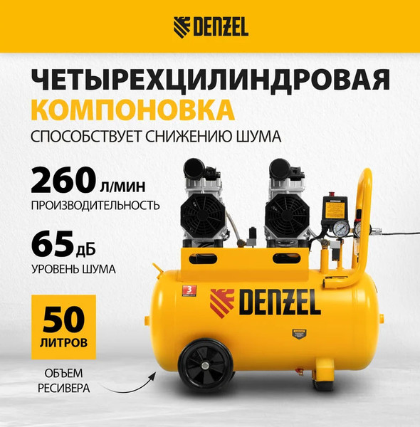 Изображение товара Воздушный компрессор Denzel Безмаслянный DLS 1500/50 / 58027