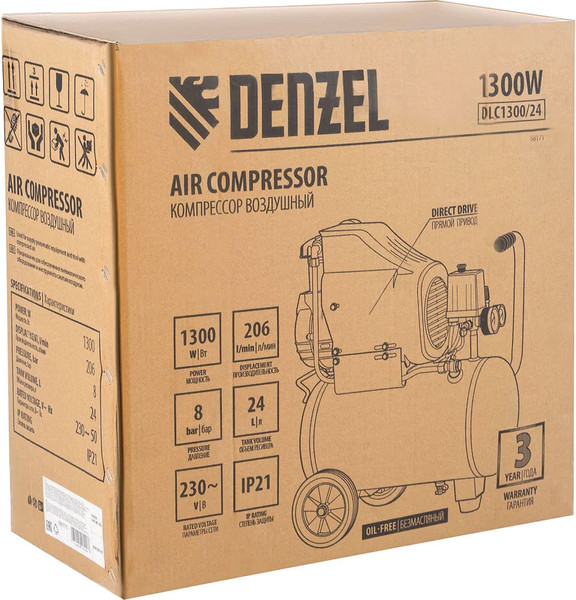 Изображение товара Воздушный компрессор Denzel DLC1300/24 / 58171